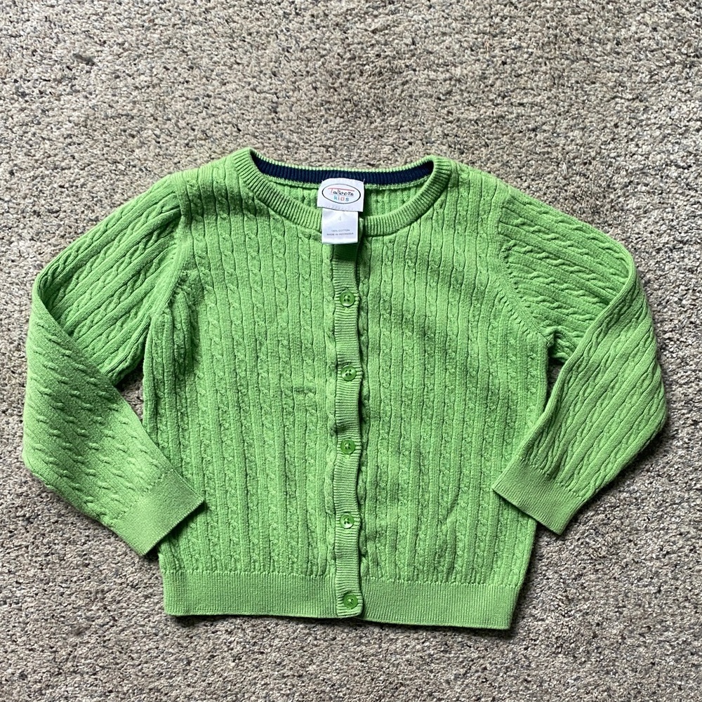 Talbots Kids Green Cable Knit Sweater